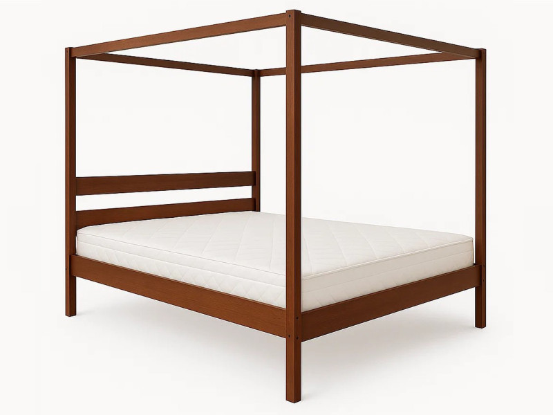 Łóżko 180x200 drewniane Bali z baldachimem, kolor kasztan 655974