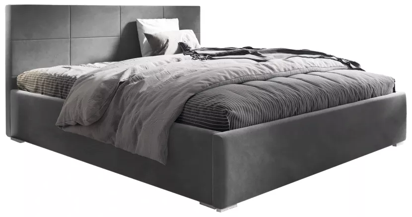 Łóżko 180x200 z materacem i metalowym stelażem Matia Szare 412131