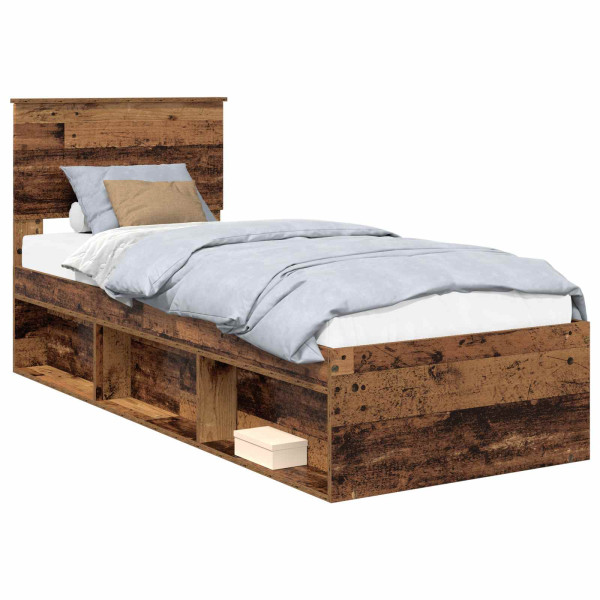 Łóżko 75x190 Brązowe Rama Łóżka ze Stelażem Jednoosobowe do Sypialni 1102819