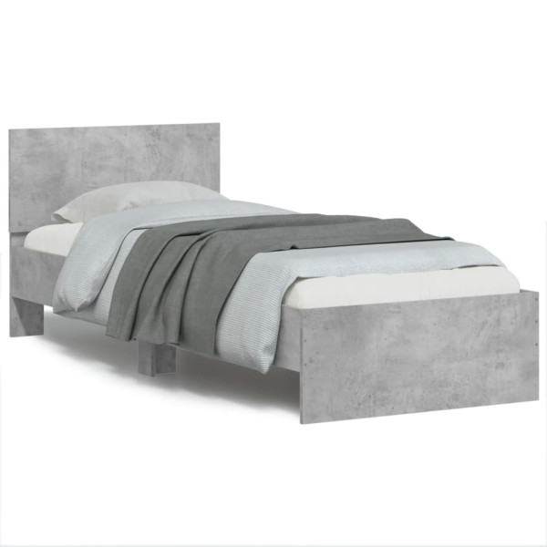 Łóżko 75x190 Szare z LED Rama Łóżka ze Stelażem Jednoosobowe do Sypialni 1102907