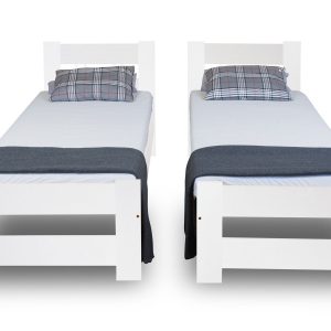 Łóżko 80×200 Hotelowe 2x drewniane, kolor biały 655977