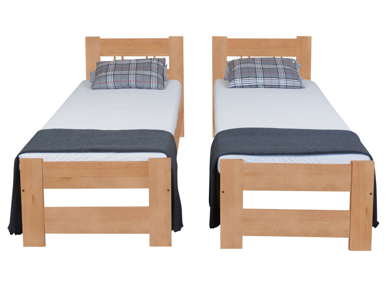 Łóżko 80x200 Hotelowe 2x drewniane, kolor dębowy 655976