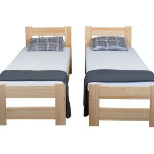 Łóżko 80×200 Hotelowe 2x drewniane, kolor sosnowy 655972