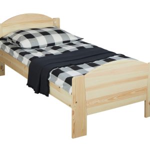 Łóżko 90×200 drewniane MIKI kolor sosnowy + stelaż i materac 108025