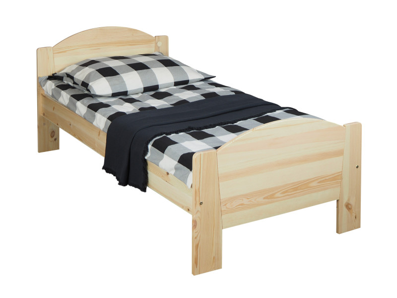 Łóżko 90x200 drewniane MIKI kolor sosnowy + stelaż i materac 108025