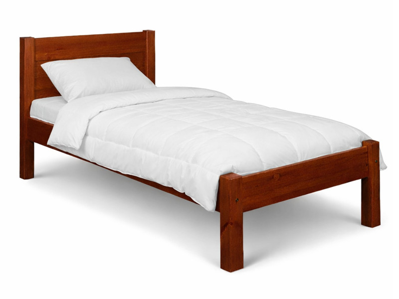Łóżko 90x200 sosnowe tył równy CLASSIC, kolor kasztan 353350