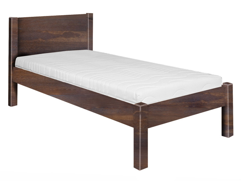 Łóżko 90x200 tył równy CLASSIC, kolor orzech + stelaż 261265