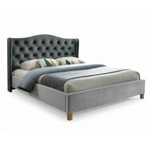 Łóżko ASPEN VELVET 180×200 szare bez szuflady/bez materaca 994926 Łóżko ASPEN VELVET 180×200 szare bez szuflady/bez materaca 994926