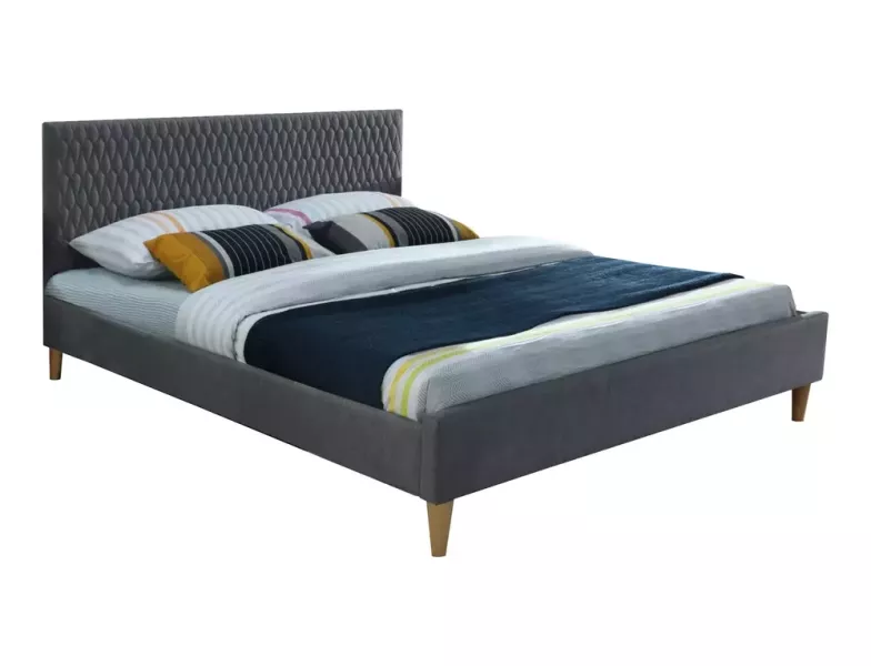 Łóżko AZURRO VELVET 160x200 szare bez szuflady/bez materaca 950078