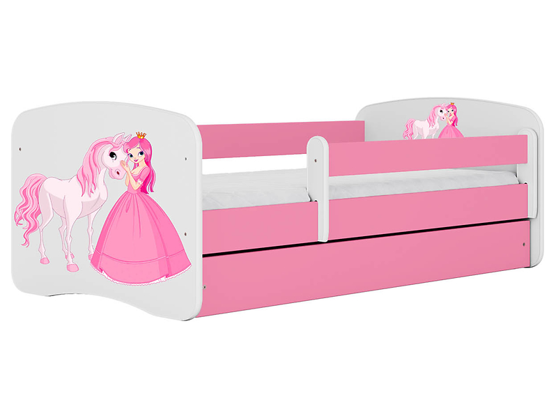Łóżko Babydreams 140x70 z szufladą różowe księżniczka konik 102237