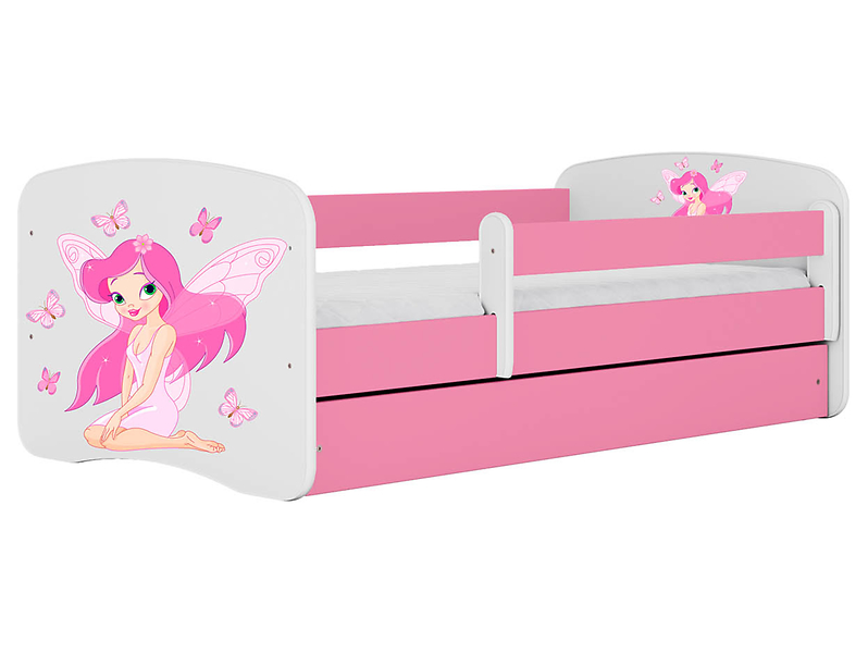 Łóżko Babydreams 140x70 z szufladą różowe wróżka 102243