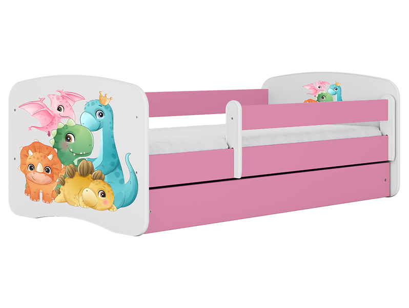 Łóżko Babydreams 160x80 dinusie z szufladą różowe 774969