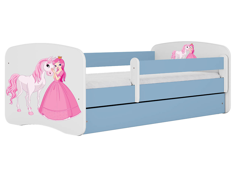 Łóżko Babydreams 160x80 z szufladą niebieskie księżniczka konik 102252
