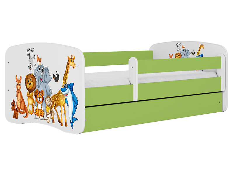 Łóżko Babydreams 160x80 zwierzęta z szufladą zielone 774987