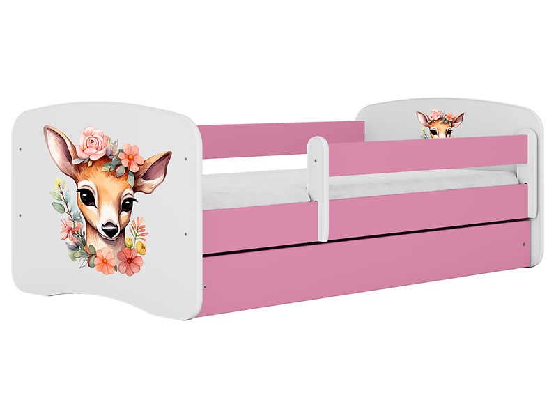 Łóżko Babydreams 180x80 bambi z szufladą różowe 774967