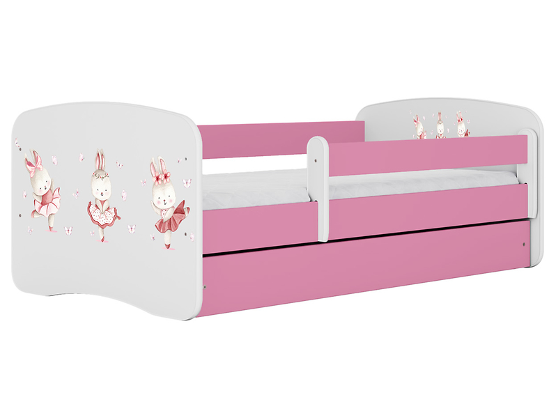 Łóżko Babydreams 180x80 króliczki z szufladą różowe 774976