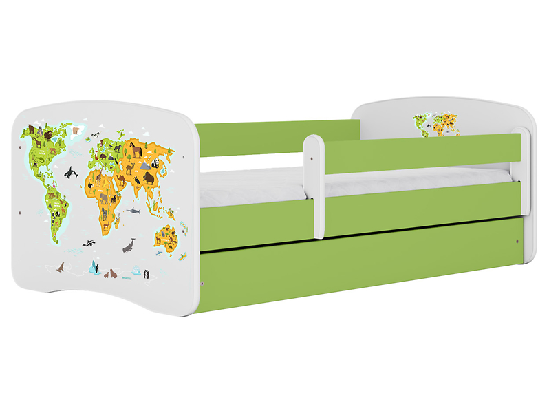 Łóżko Babydreams 180x80 mapa z szufladą zielone 774985