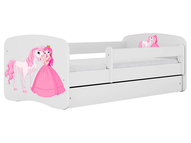 Łóżko Babydreams 180x80 z szufladą białe księżniczka konik 102267