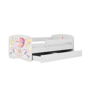 Łóżko Babydreams białe Balonik z szufladą materac piankowy 140×70 1054512