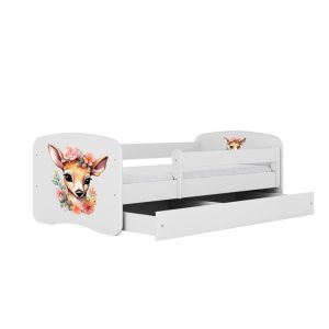 Łóżko Babydreams białe Bambi z szufladą materac piankowy 180×80 1054158