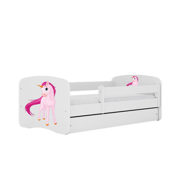 Łóżko Babydreams białe Jednorożec z szufladą materac piankowy 160x80 1054149