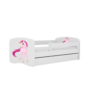 Łóżko Babydreams białe Jednorożec z szufladą materac piankowy 180×80 1054385