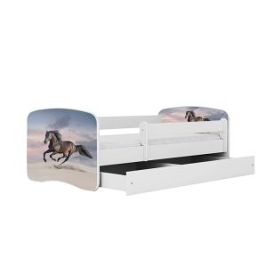 Łóżko Babydreams białe Koń w galopie z szufladą materac piankowy 160×80 1054403
