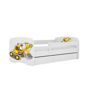 Łóżko Babydreams białe Koparka z szufladą materac piankowy 180×80 1054398
