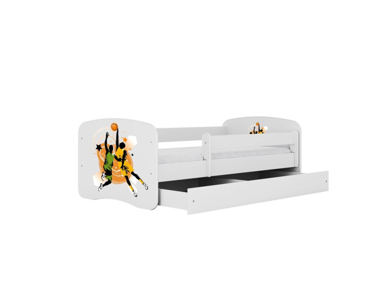Łóżko Babydreams białe Koszykówka z szufladą materac piankowy 160x80 1054209