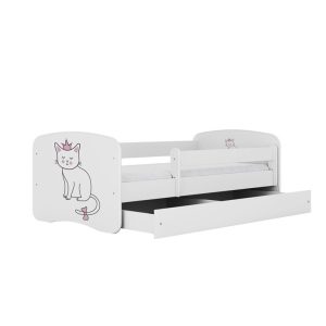 Łóżko Babydreams białe Kot z szufladą materac piankowy 160×80 1054447