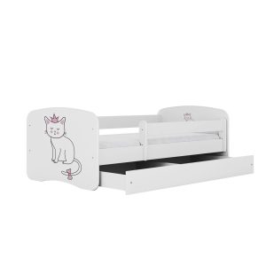 Łóżko Babydreams białe Kot z szufladą materac piankowy 180×80 1054438
