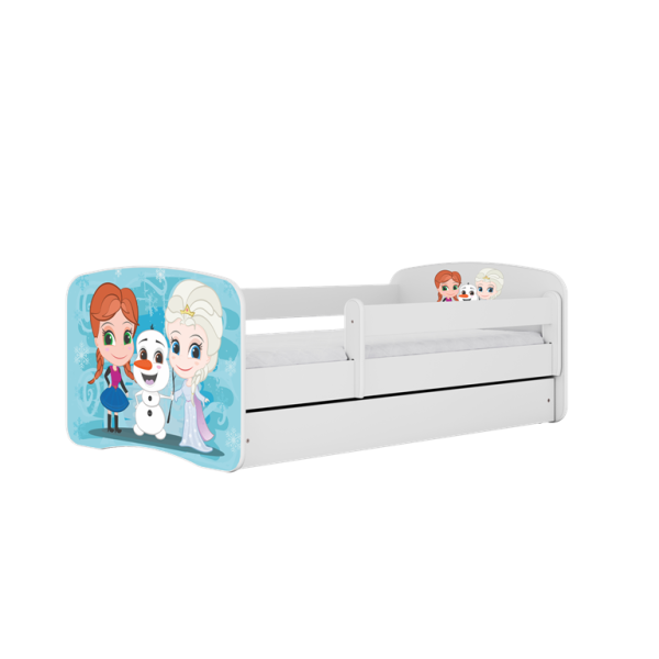 Łóżko Babydreams białe Kraina Lodu z szufladą materac piankowy 140x70 1054283