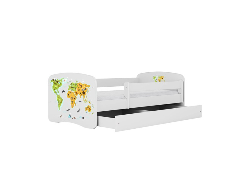 Łóżko Babydreams białe Mapa z szufladą materac piankowy 160x80 1054369