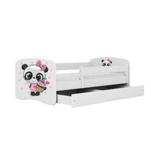 Łóżko Babydreams białe Panda z szufladą materac piankowy 140×70 1054390 Łóżko Babydreams białe Panda z szufladą materac piankowy 140×70 1054390