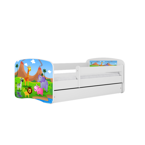 Łóżko Babydreams białe Safari z szufladą materac piankowy 180x80 1054170