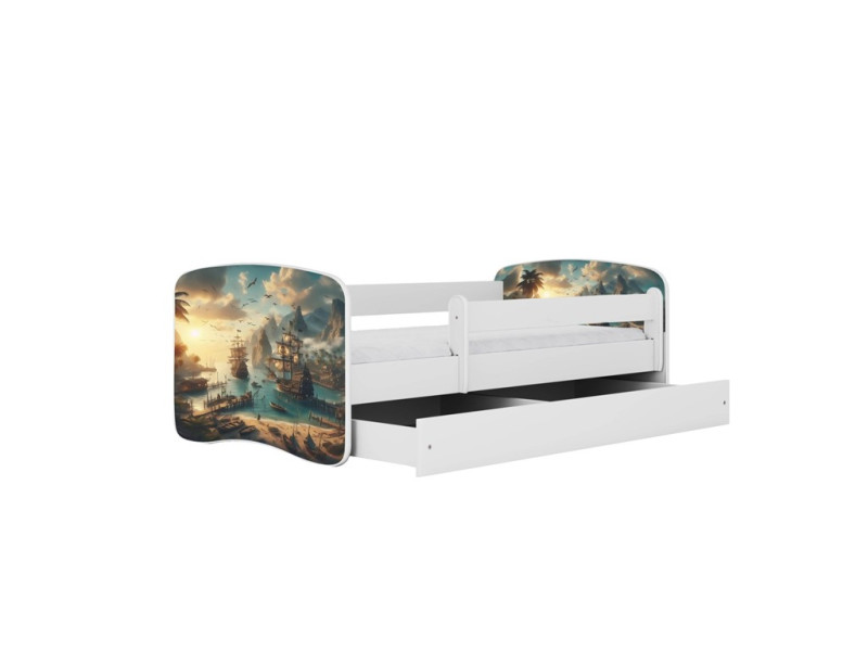 Łóżko Babydreams białe Statek z szufladą materac piankowy 160x80 1054510