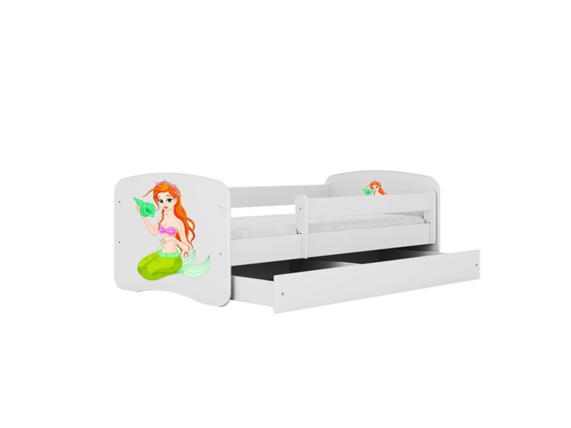 Łóżko Babydreams białe Syrenka z szufladą materac piankowy 140x70 1054138