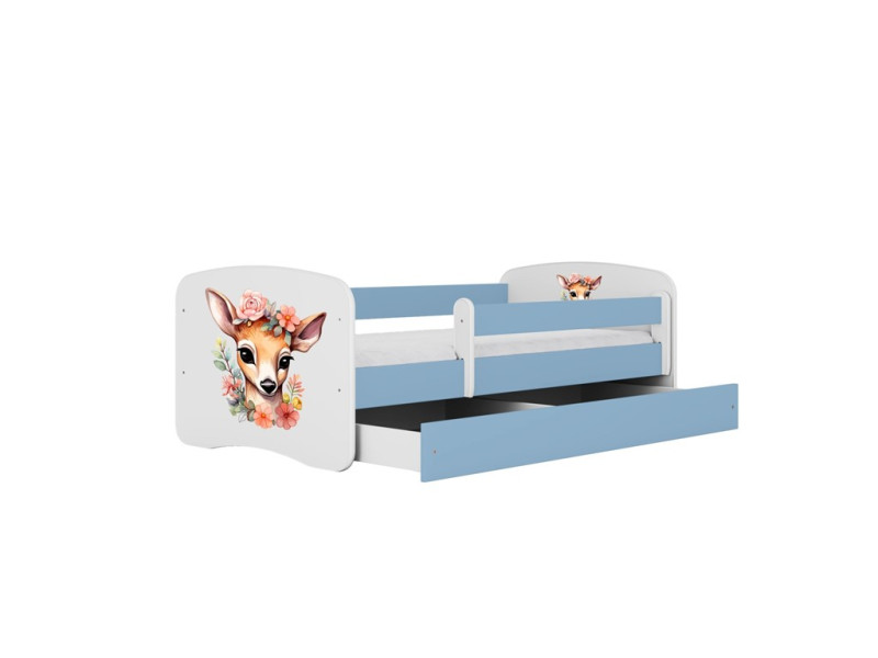 Łóżko Babydreams niebieskie Bambi z szufladą materac piankowy 160x80 1054466