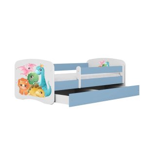 Łóżko Babydreams niebieskie Dinusie z szufladą materac piankowy 160×80 1054006 Łóżko Babydreams niebieskie Dinusie z szufladą materac piankowy 160×80 1054006