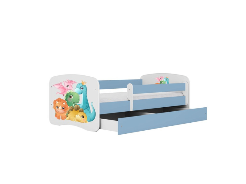Łóżko Babydreams niebieskie Dinusie z szufladą materac piankowy 180x80 1053984