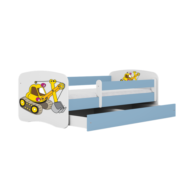 Łóżko Babydreams niebieskie Koparka z szufladą materac piankowy 180x80 1054361