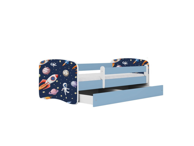 Łóżko Babydreams niebieskie Kosmos z szufladą materac piankowy 160x80 1054115