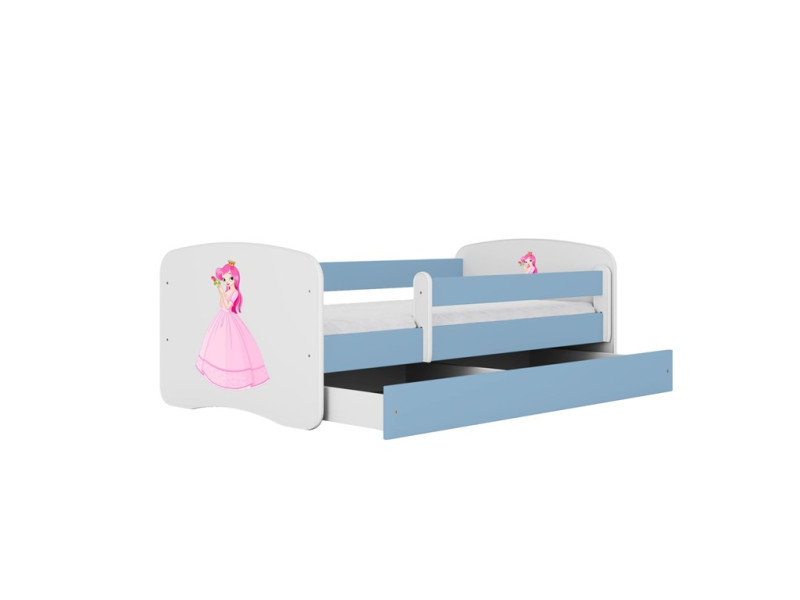 Łóżko Babydreams niebieskie Księżniczka z szufladą materac piankowy 160x80 1054409