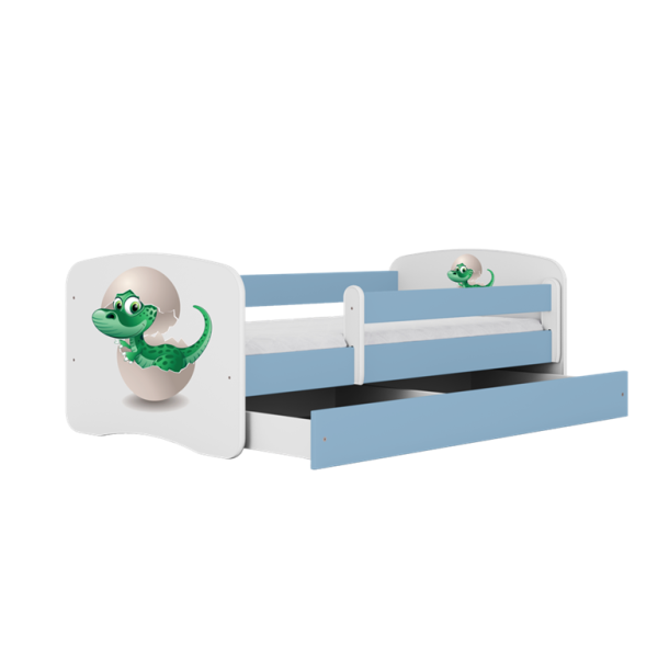 Łóżko Babydreams niebieskie Mały dino z szufladą materac piankowy 140x70 1054126