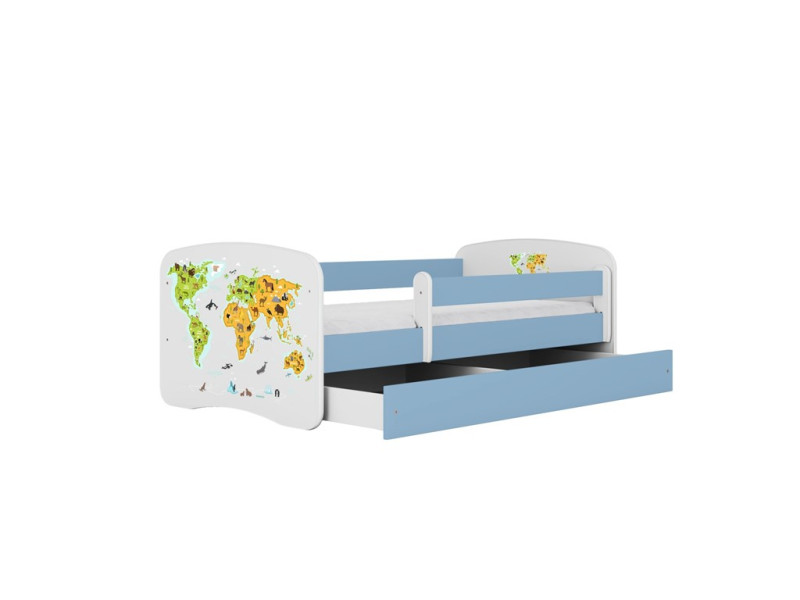 Łóżko Babydreams niebieskie Mapa z szufladą materac piankowy 160x80 1054399