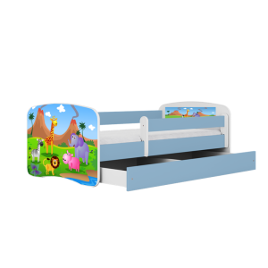 Łóżko Babydreams niebieskie Safari z szufladą materac piankowy 160×80 1054104 Łóżko Babydreams niebieskie Safari z szufladą materac piankowy 160×80 1054104