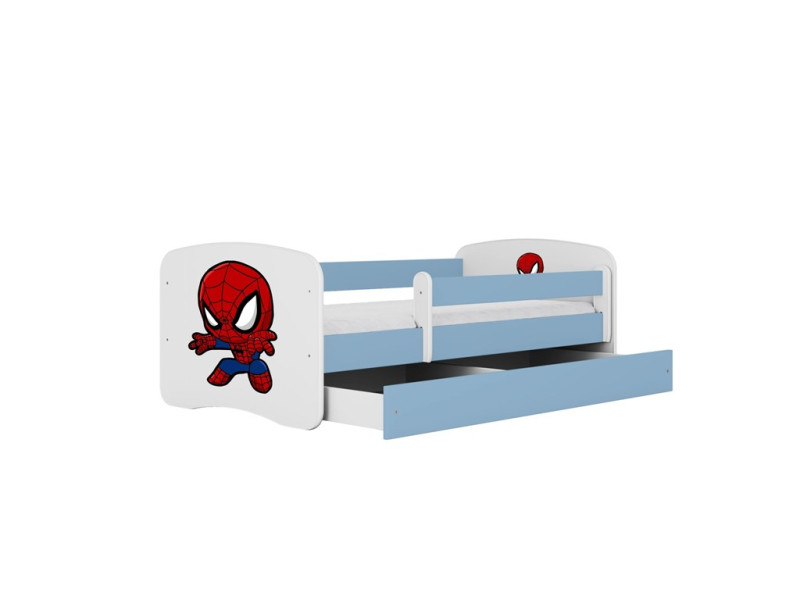 Łóżko Babydreams niebieskie Spiderman z szufladą materac piankowy 160x80 1054506