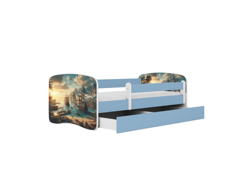 Łóżko Babydreams niebieskie Statek z szufladą materac piankowy 180x80 1054092