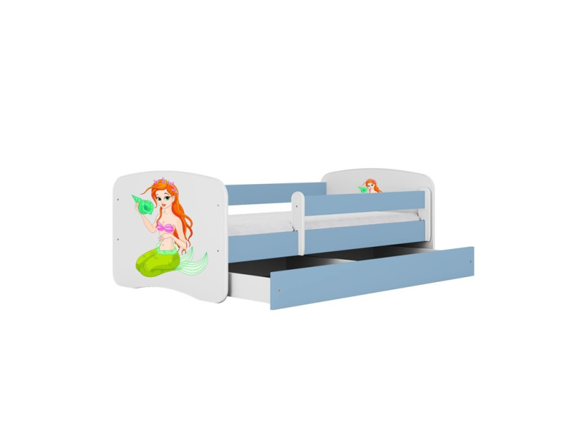 Łóżko Babydreams niebieskie Syrenka z szufladą materac piankowy 160x80 1054344