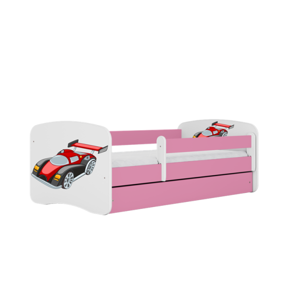 Łóżko Babydreams różowe Auto wyścigowe z szufladą materac piankowy 160x80 1054360